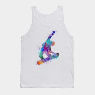 Snowboard Boy Colorful Watercolor Tank Top